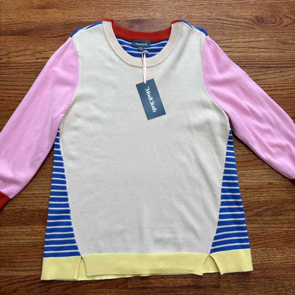 NWT Modcloth M Well-Placed Pep Colorblock Sweater